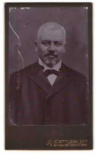 Fotografie A. Gottlieb Eft, Roskilde, Mann mit Bart in Anzug