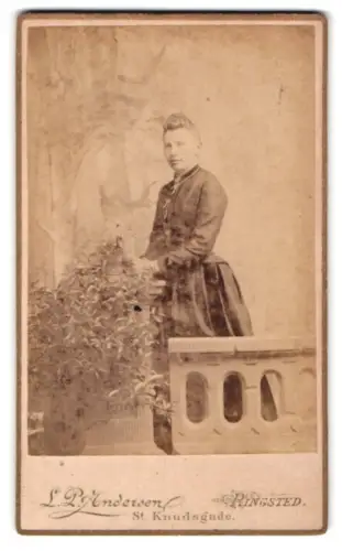 Fotografie Th. Petersen, Ringsted, St. Knudsgade, Dame im eleganten Kleid