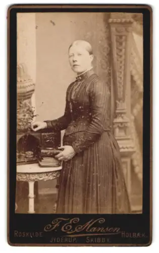 Fotografie F. E. Hansen, Roskilde, Frau in eleganter Pose