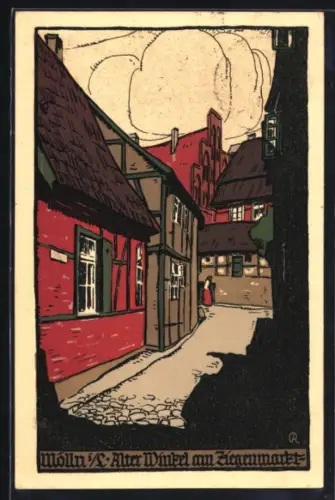 Steindruck-AK Mölln i. L., Alter Winkel am Ziegenmarkt
