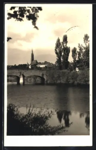 AK Falkenberg /Ndb., Brücke u. Ortsansicht vom Wasser aus