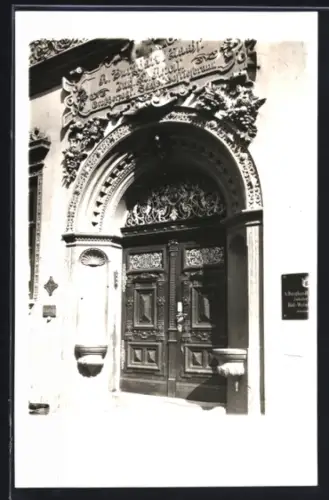 Foto-AK Erfurt, Haus Regierungsstrasse 64, Portal