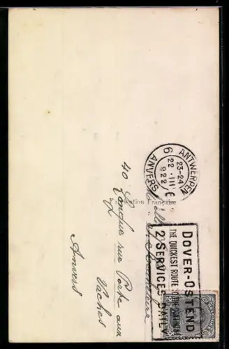 AK Collie mit Rosenkorb in der Schnauze