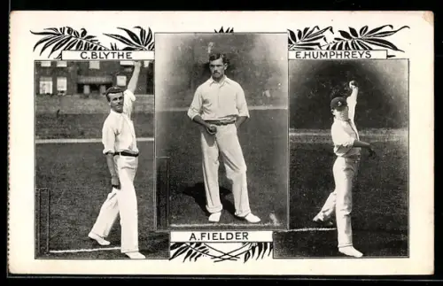 AK Cricketspieler C. Blythe, A. Fielder und E. Humphreys, Sport