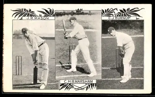AK Cricketspieler J. R. Mason, C. H. B. Marsham und C. J. Burnup, Sport