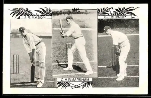 AK Cricketspieler J. R. Mason, C. H. B. Marsham und C. J. Burnup, Sport