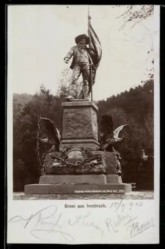 Foto-AK Fritz Gratl: Innsbruck, Andreas Hofer-Denkmal am Berg Isel