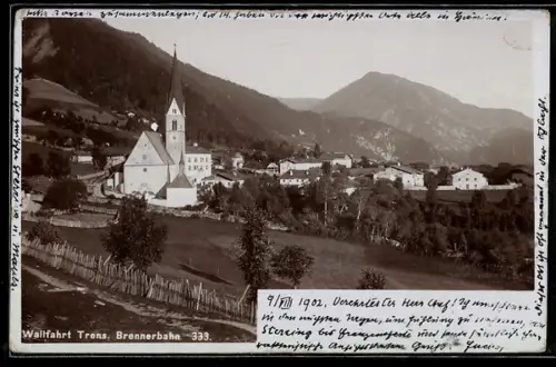 Foto-AK Fritz Gratl: Maria Trens, Ortsansicht mit Kirche