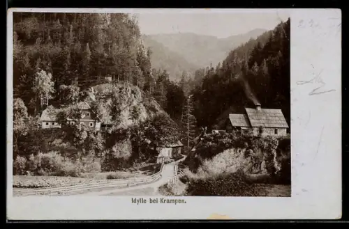 Foto-AK Fritz Gratl: Krampen, Idyllische Ortspartie