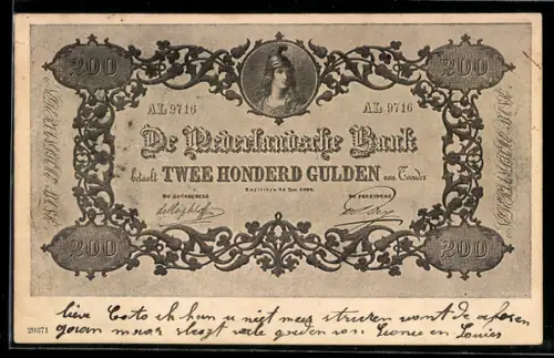 AK De Nederlandsche Bank, Twee Honderd Gulden, 200 Gulden Geldschein