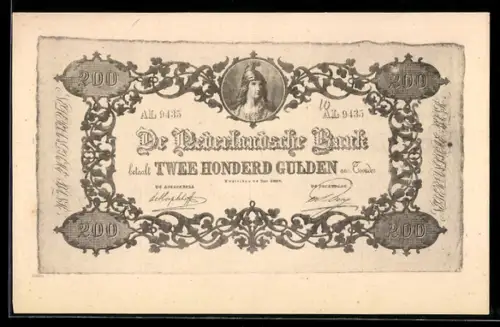AK De Nederlandsche Bank, 200 Gulden aan Toonder, Geldschein