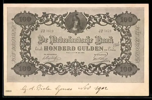 AK De Nederlandsche Bank betaalt..., 100 Gulden-Geldschein