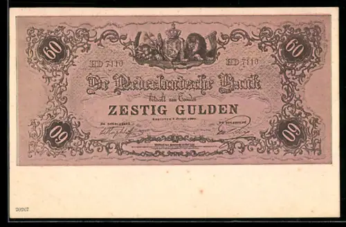 AK Zestig Gulden, Geldschein