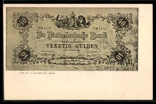 AK De Nederlandsche Bank betaalt..., 40 Gulden-Geldschein