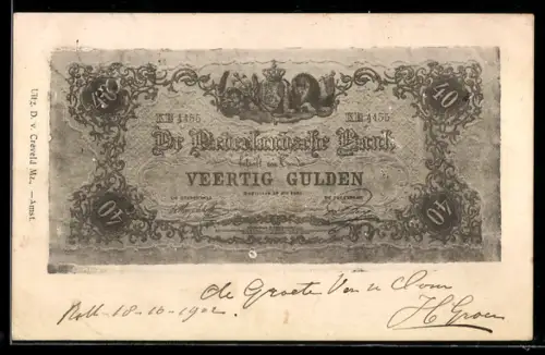 AK De Nederlandsche Bank betaalt..., Veertig Gulden, Geldschein