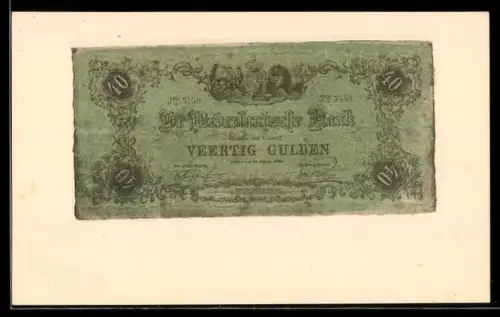 AK Nederlandsche Bank betaalt 40 Gulden..., ausgefranste Banknote