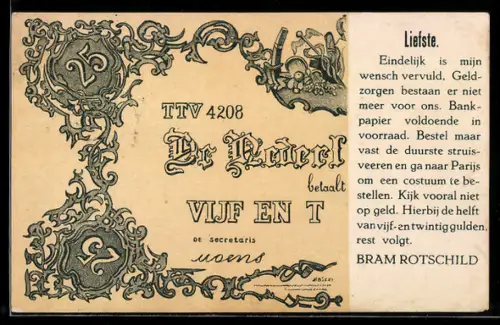 AK Liefste, De Nederlandsche Bank betaalt 25 Gulden..., Bram Rotschild