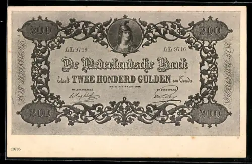 AK Niederlande, Geldschein über zweihundert Gulden