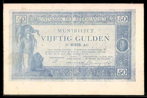AK Niederlande, Geldschein über fünfzig Gulden