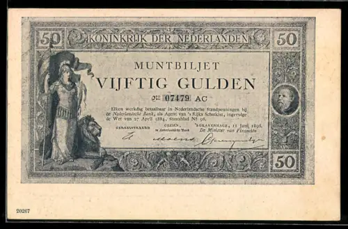 AK Niederlande, Banknote über fünfzig Gulden