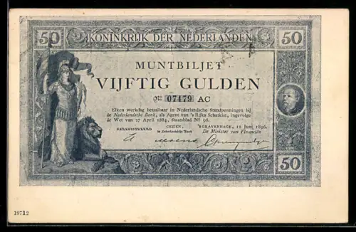 AK Niederlande, Banknote über fünfzig Gulden