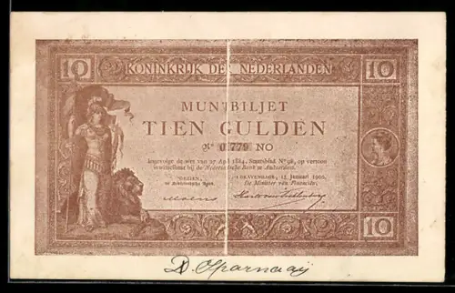 AK Niederlande, Geldschein über zehn Gulden