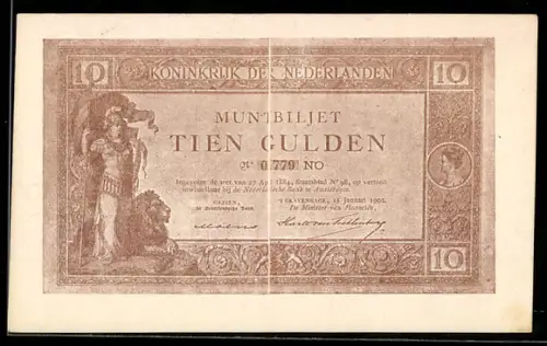 AK Niederlande, Geldschein über zehn Gulden