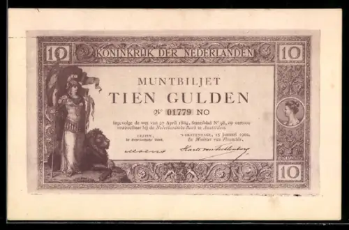 AK Niederlande, Geldschein über zehn Gulden