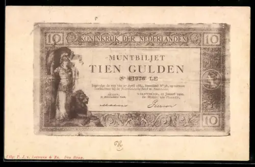 AK Niederlande, Geldschein über zehn Gulden
