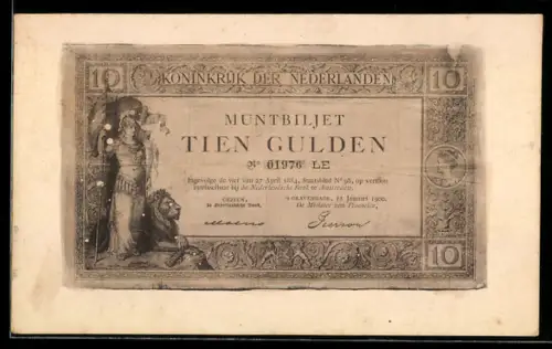 AK Niederlande, Muntbiljet Tien Gulden