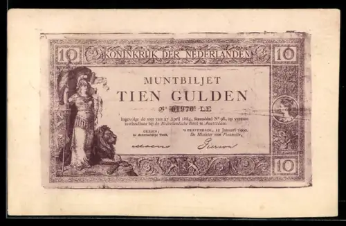 AK Niederlande, Geldschein über zehn Gulden