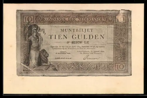AK Niederlande, Geldschein über zehn Gulden