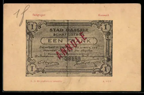 AK Hasselt, Belgischer Geldschein