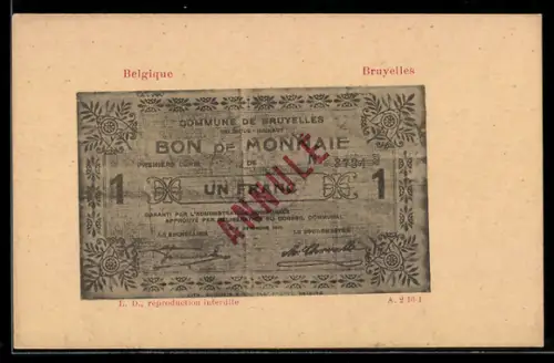 AK Bruyelles, Belgischer Geldschein