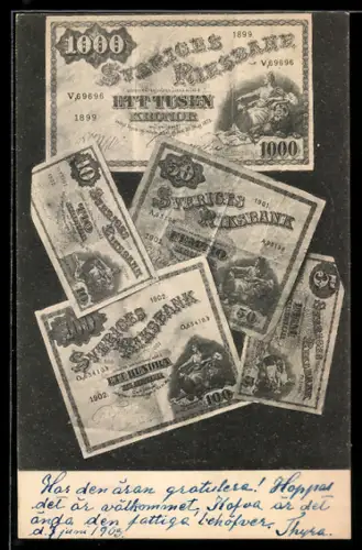 AK Schweden, Verschiedene Geldscheine