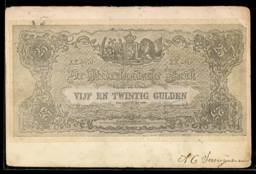 AK Niederlande, Geldschein über zwanzig Gulden