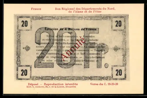 AK France, Geldschein über zwanzig Francs