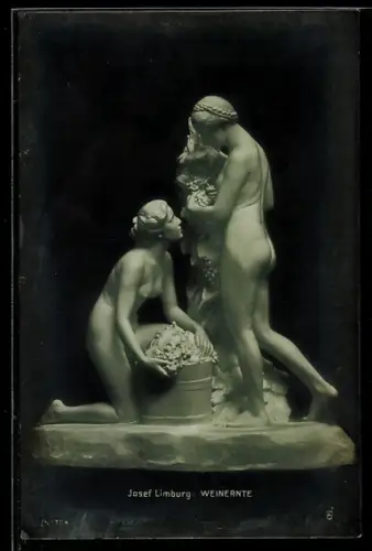 AK Skulptur Wein-Ernte von Josef Limburg