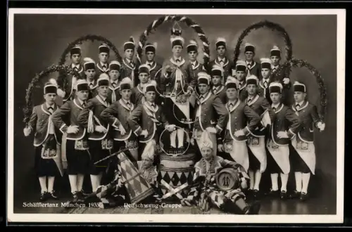 Künstler-AK München, Schäfflertanz 1935 - Reifschwung-Gruppe