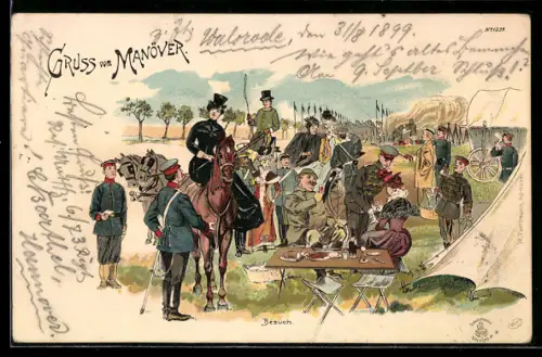 AK Gruss vom Manöver, Besuch des Kaisers