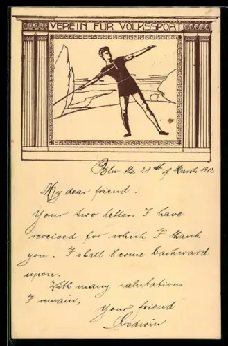 AK Verein für Volkssport, Leichtathlet wirft einen Speer