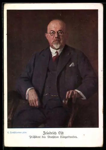 Künstler-AK Wien, 10. Deutsches Sängerbundesfest 1928, Friedrich List, Präsident des Deutschen Sängerbundes