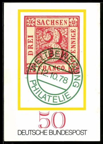 AK Briefmarke aus Sachsen, Postgeschichte