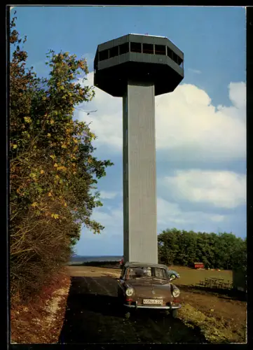 AK Zimmerau, Volkswagen VW 1500 vor dem Aussichtsturm am Büchelberg