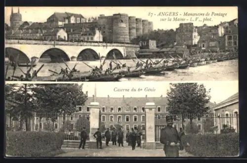 AK Angers, Manoeuvre de Pontage sur la aine, Caserne du 6e Génie