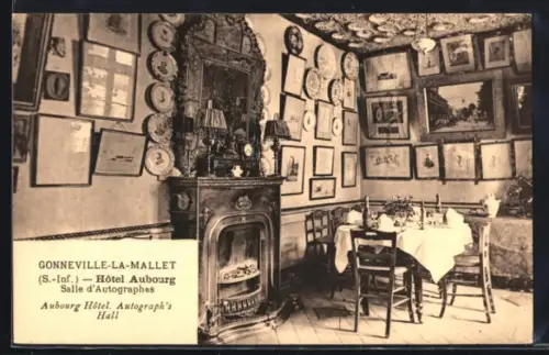 AK Gonneville-la-Mallet /S.-Inf., Hôtel Aubourg, Salle d`Autographes