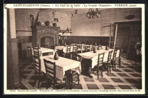 AK Saint-Florentin /Yonne, La Grande Chaumière, Hôtel-Pension de Famille, Un Coin de la Salle