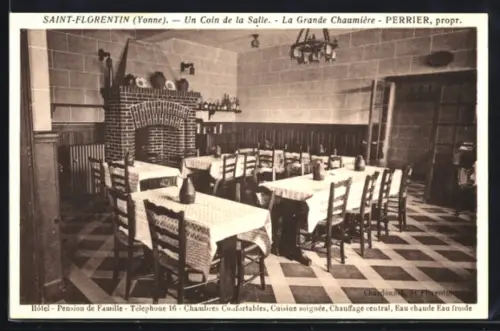 AK Saint-Florentin /Yonne, La Grande Chaumière, Hôtel-Pension de Famille, Un Coin de la Salle