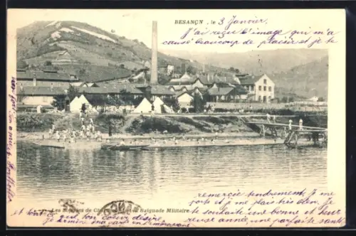AK Besancon, Les Soieries de Chardonnet et la Baignade Militaire