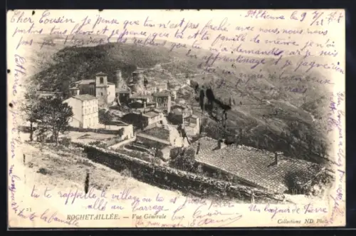 AK Rochetaillee, Vue générale du village et des collines environnantes